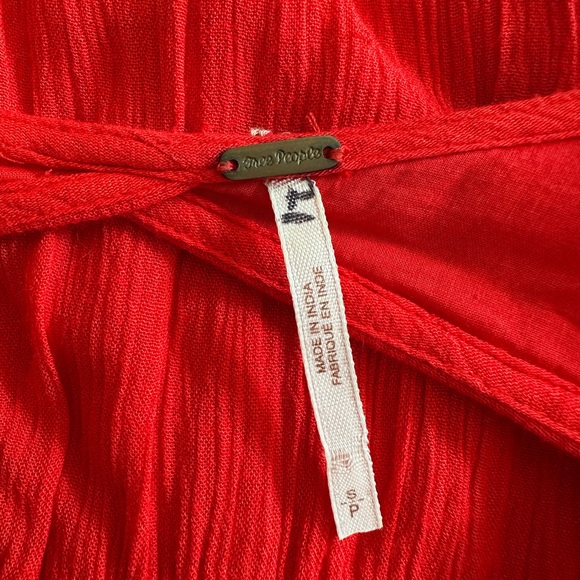 Free People red long sleeve open back floral embroidery mini dress size small. - Picture 13 of 15